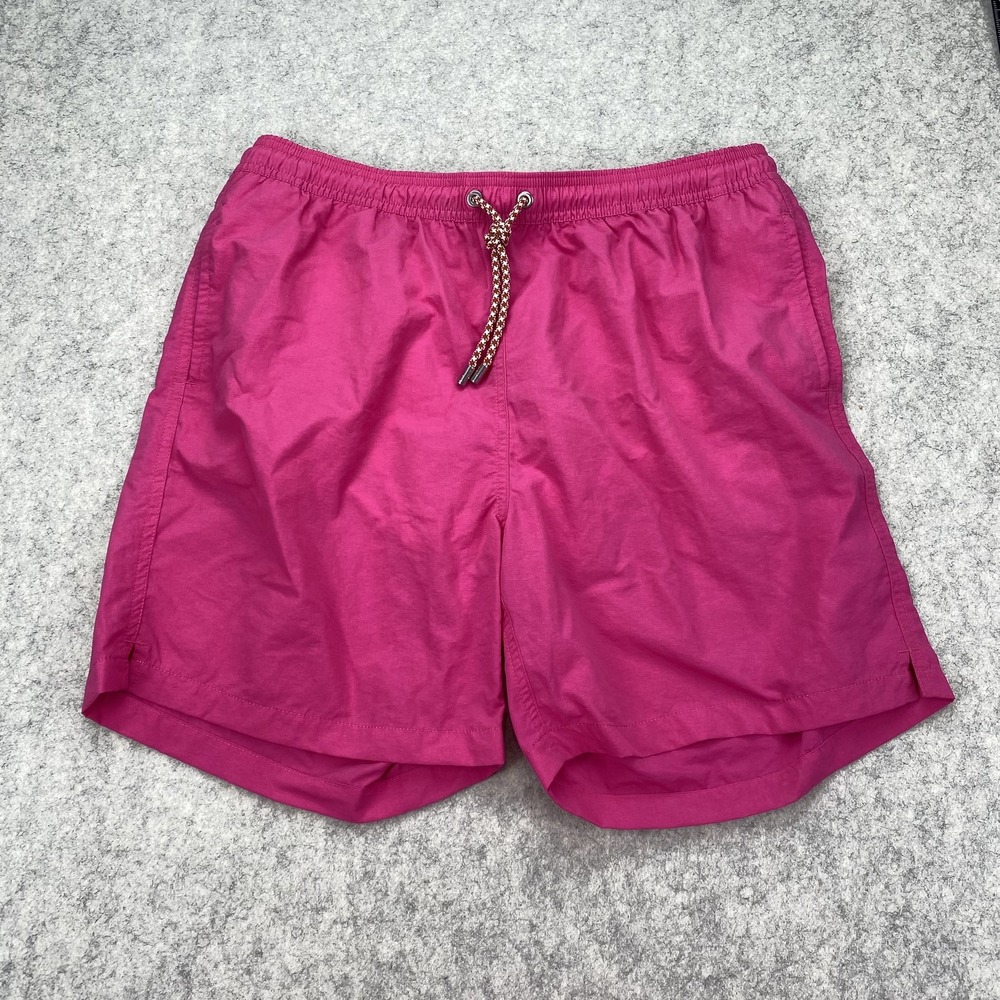 Closed Swim Shorts Mens Large (31x6) Pink Lined Quick Dry Drawstring Swim Trunks
